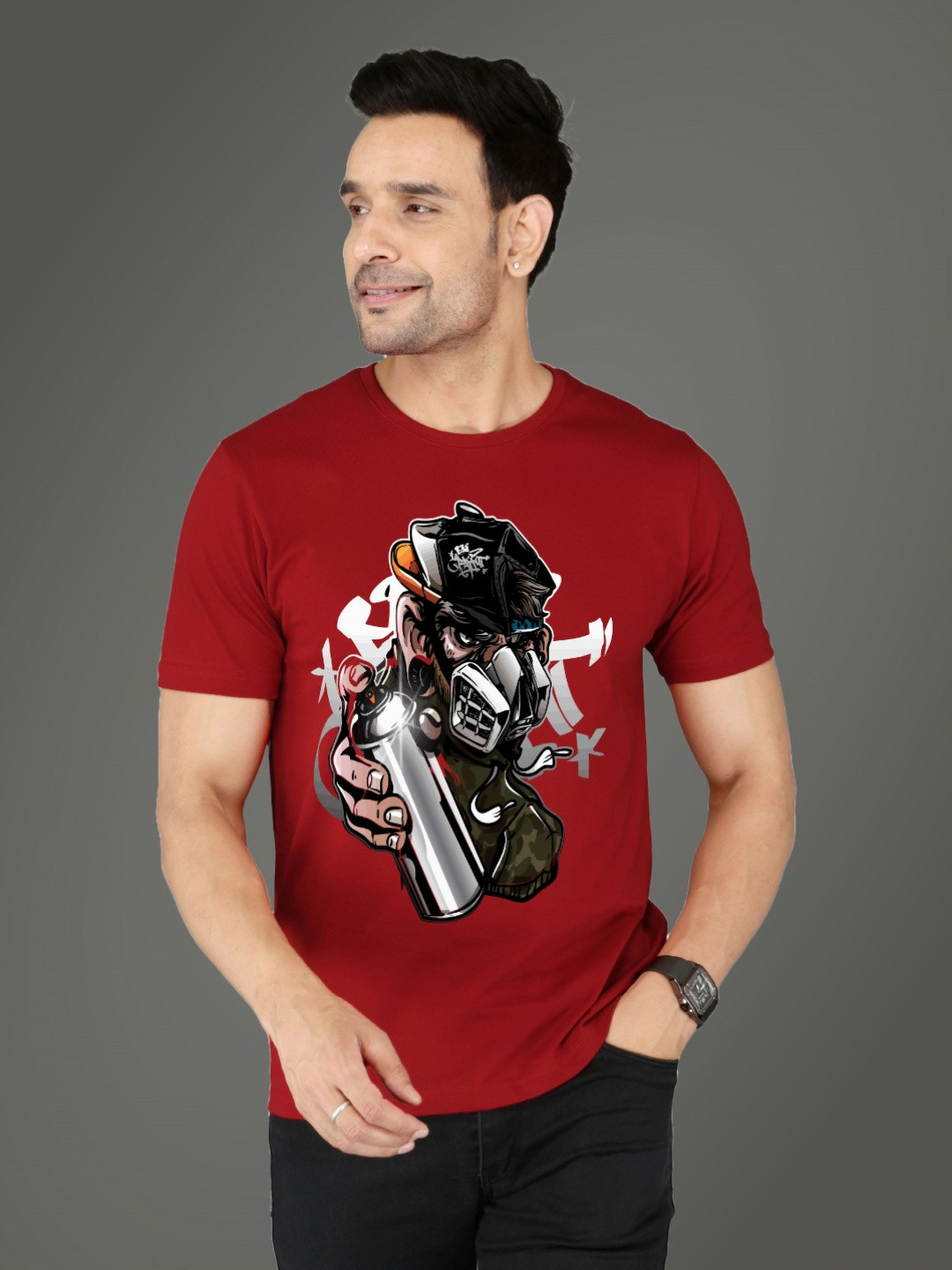 NOBLE HUSTLE Printed Round-Neck Pure Cotton T-shirt