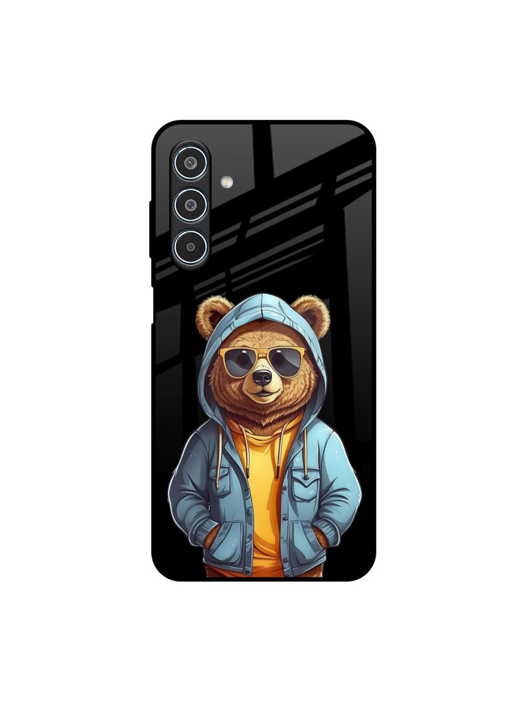 QRIOH Urban Bear Samsung Galaxy M35 5G Glass Back Case Mobile Accessories