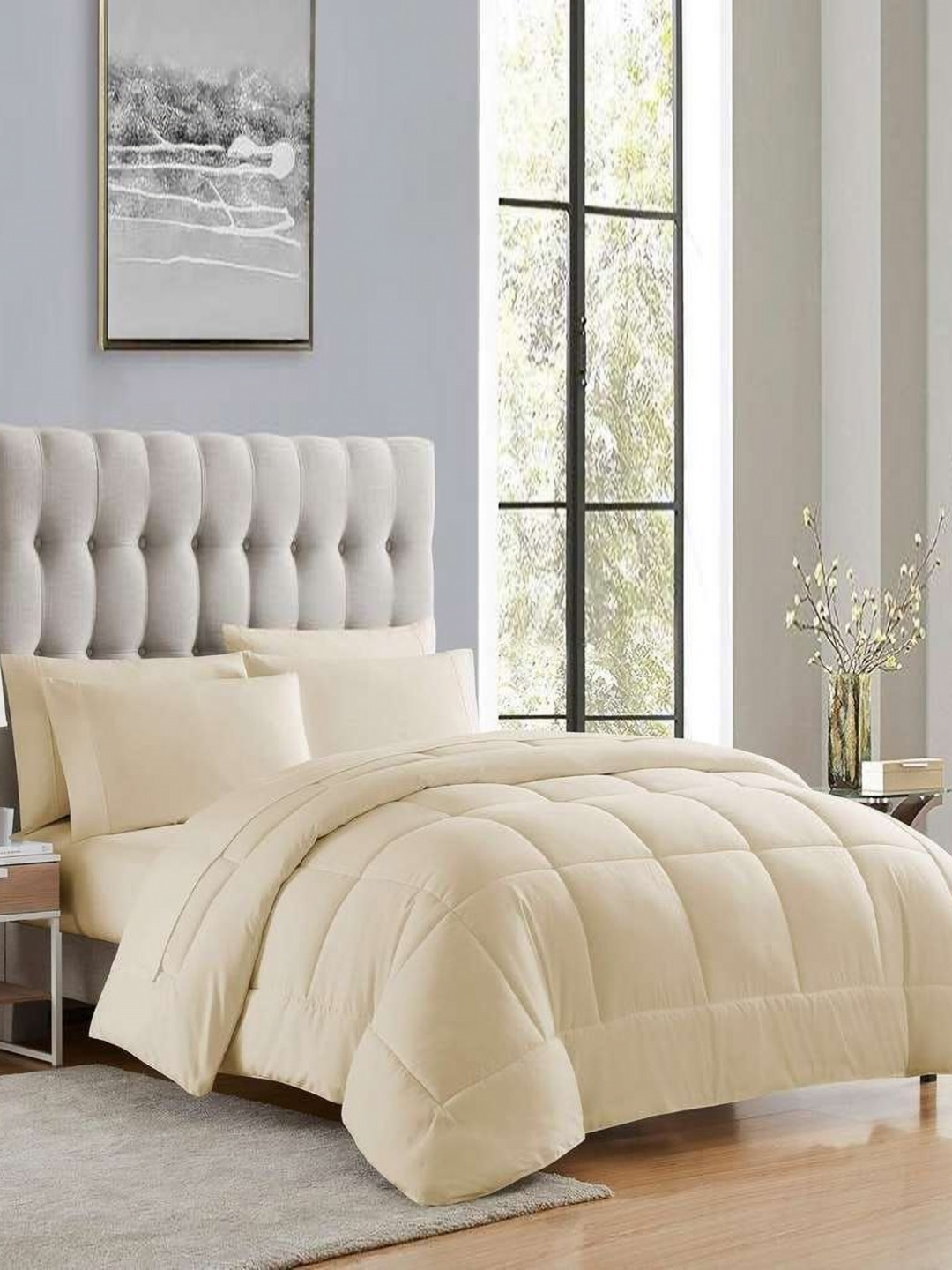 RF RELAXFEEL Off White Microfiber Heavy Winter 500 GSM Double Bed Quilt