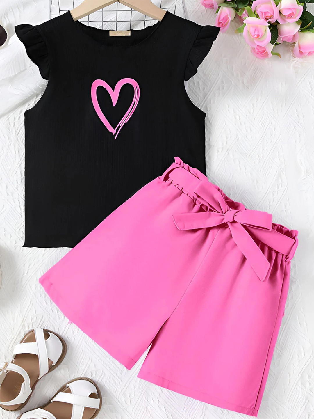 4YOU DRESSES Girls Printed Short Sleeves Top With Shorts