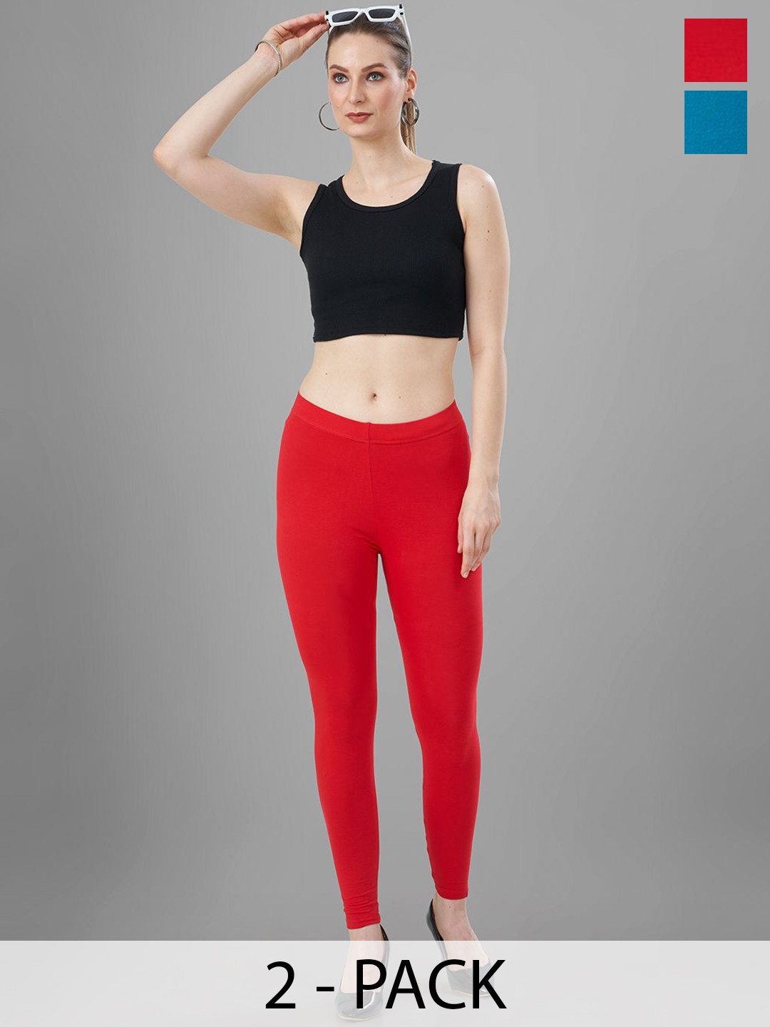 T19 Pack Of 2 Mid-Rise Ankle-Length Leggings