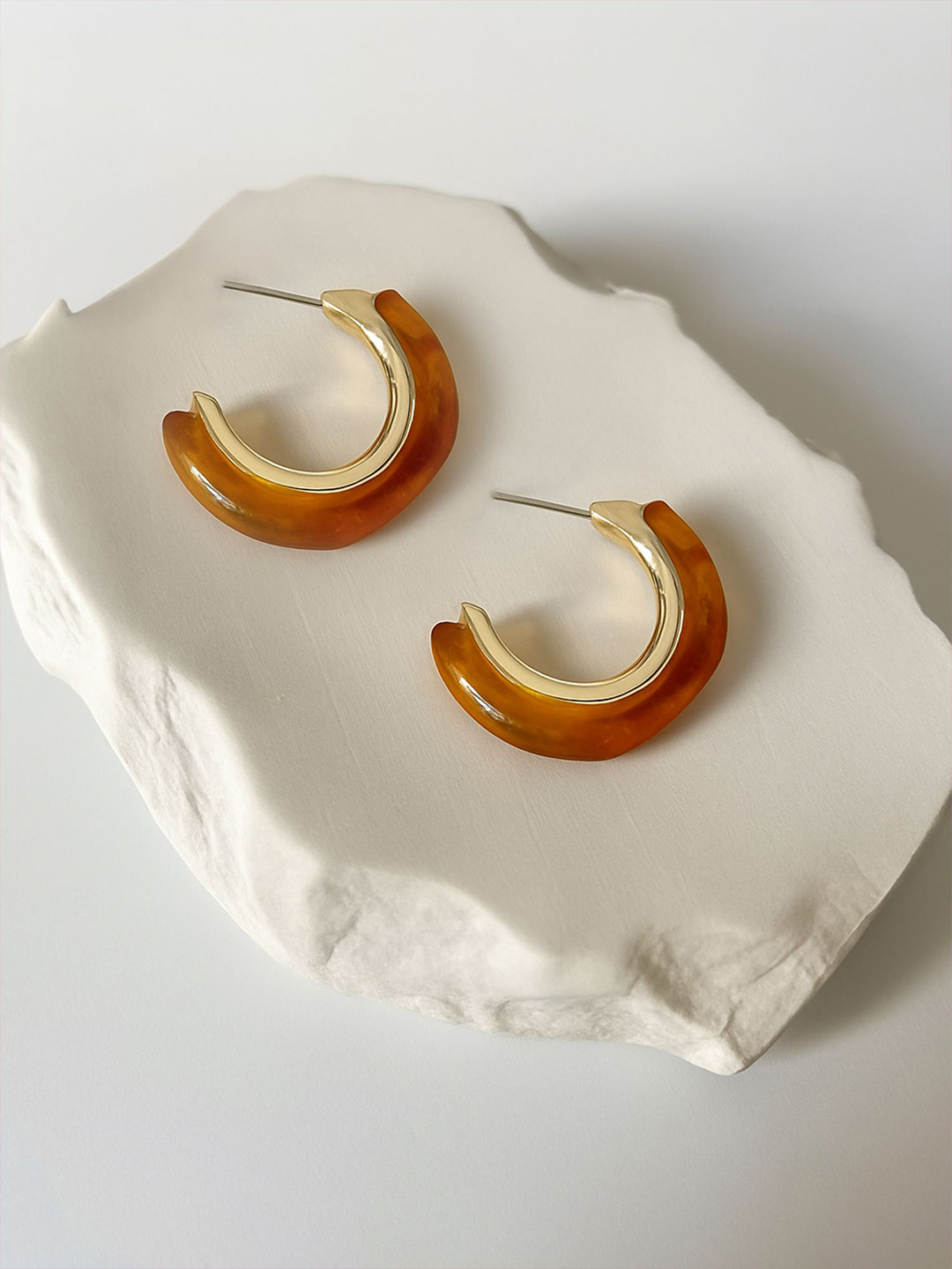 Accessorize Enamelled Tort Resin Semi Circular Half Hoop Earrings