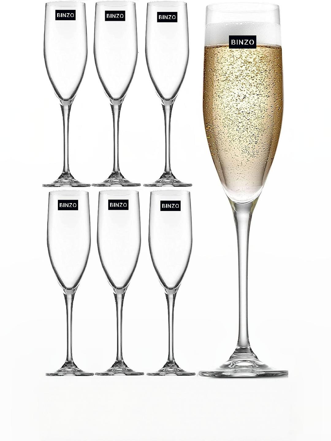 BINZO Transparent Set Of 6 Champagne Bar Glass