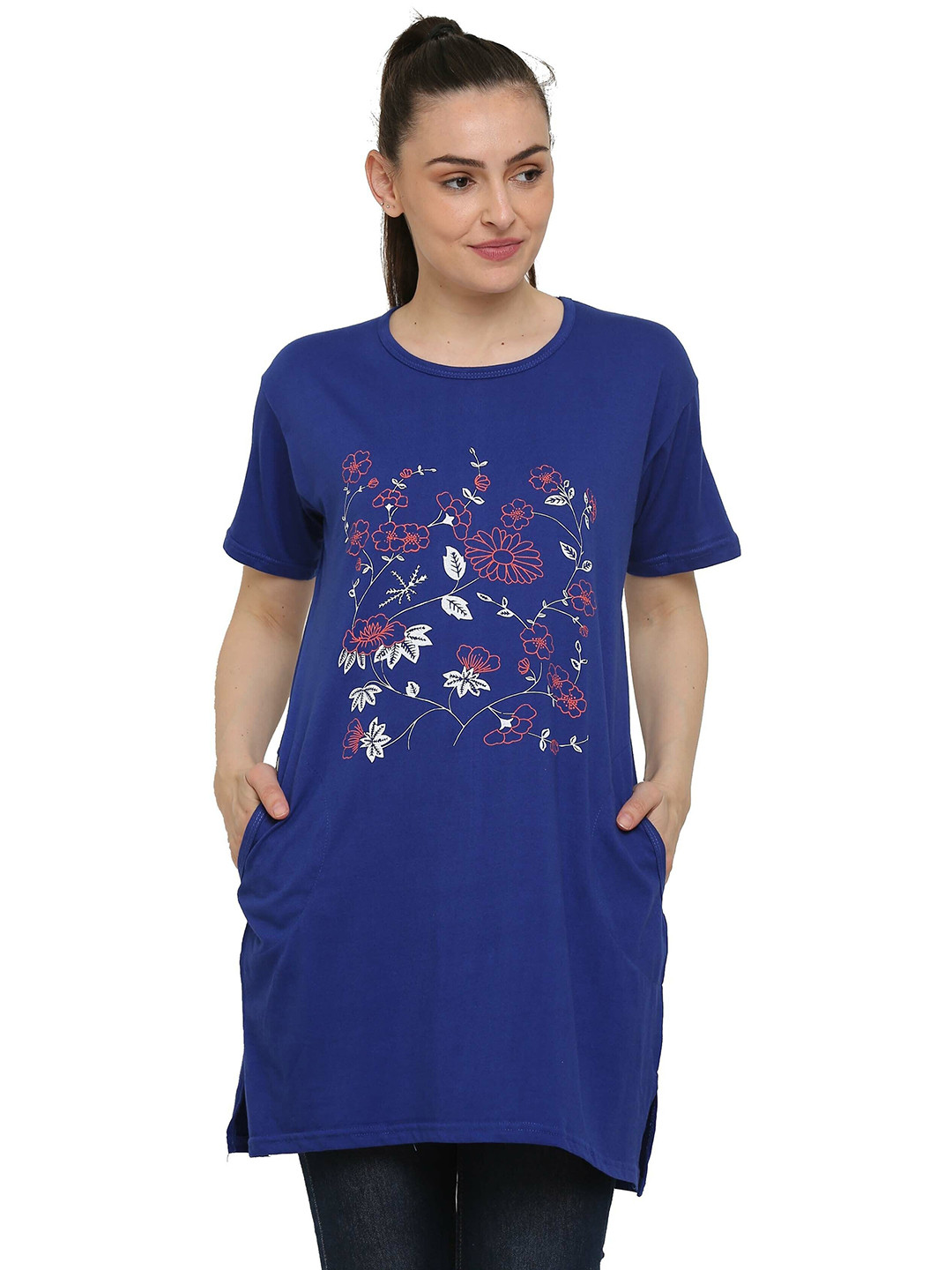 DDASPRATION Women Floral Relaxed Fit Round Neck T-shirt