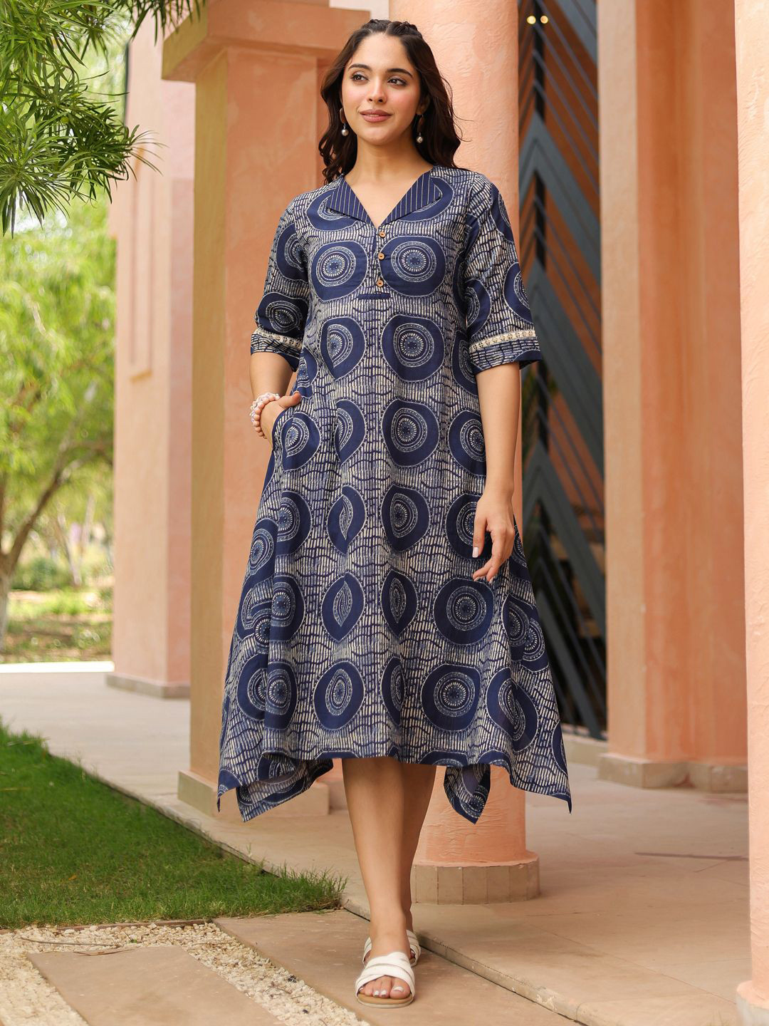 Rain & Rainbow Women Fit & Flare Midi Ethnic Dress