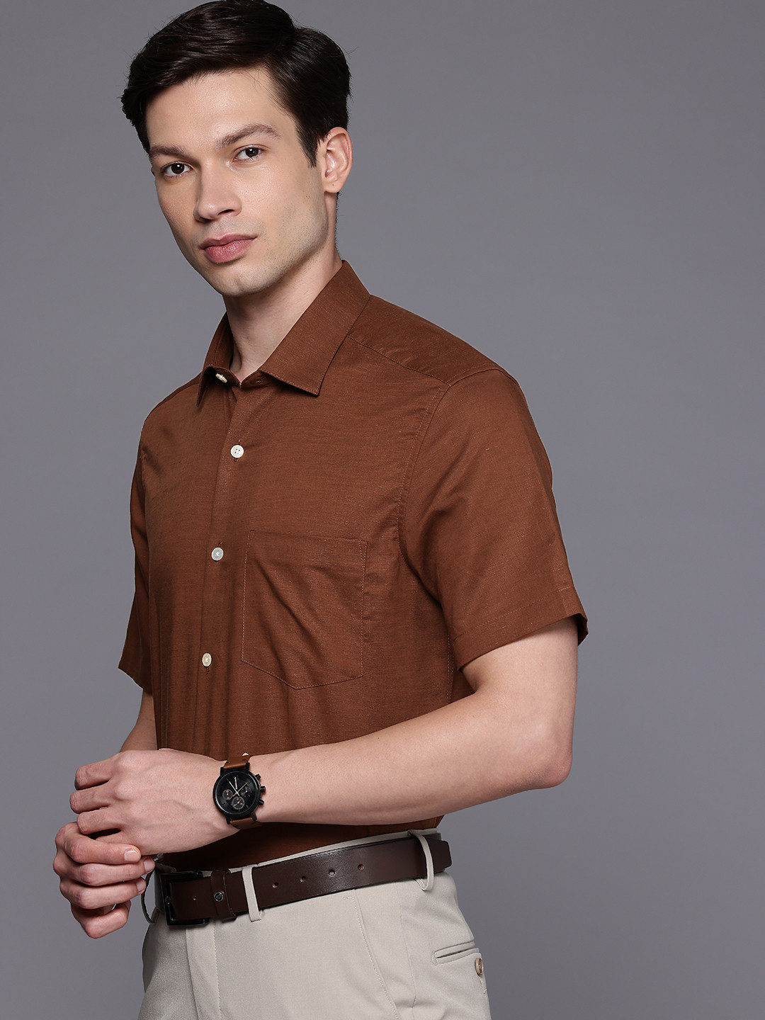 Louis Philippe Linen Cotton Classic Fit Formal Shirt