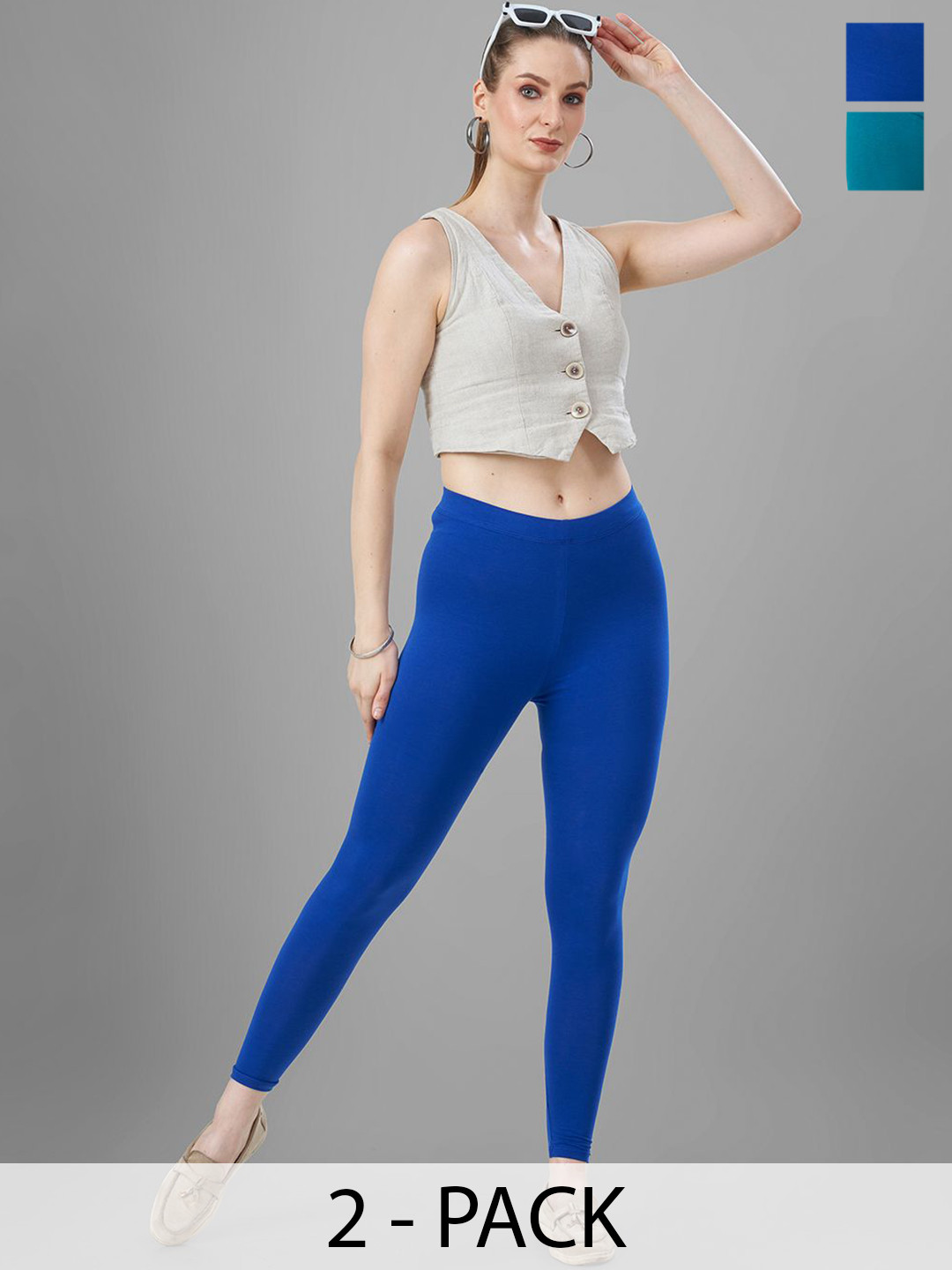 T19 Pack Of 2 Mid-Rise Ankle-Length Leggings