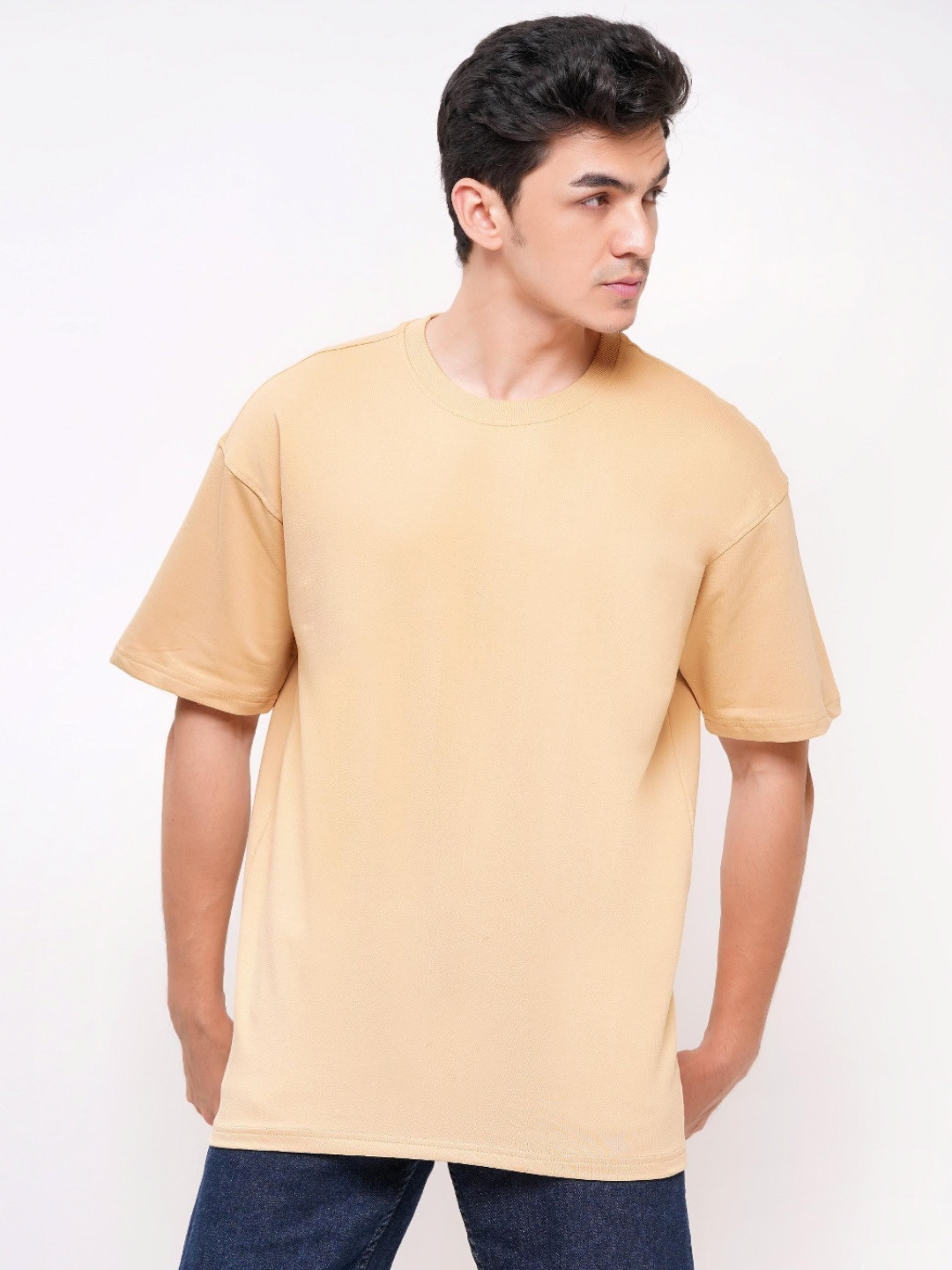 DAFABFIT Men Solid Round Neck Cotton Relaxed Fit T-shirt