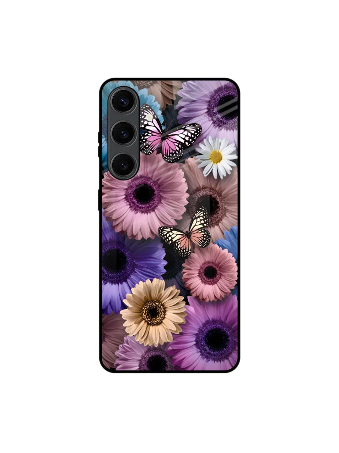 QRIOH  Butterfly Garden Floral Printed Samsung Galaxy S24 5G Plus Silicone Glass Back Case