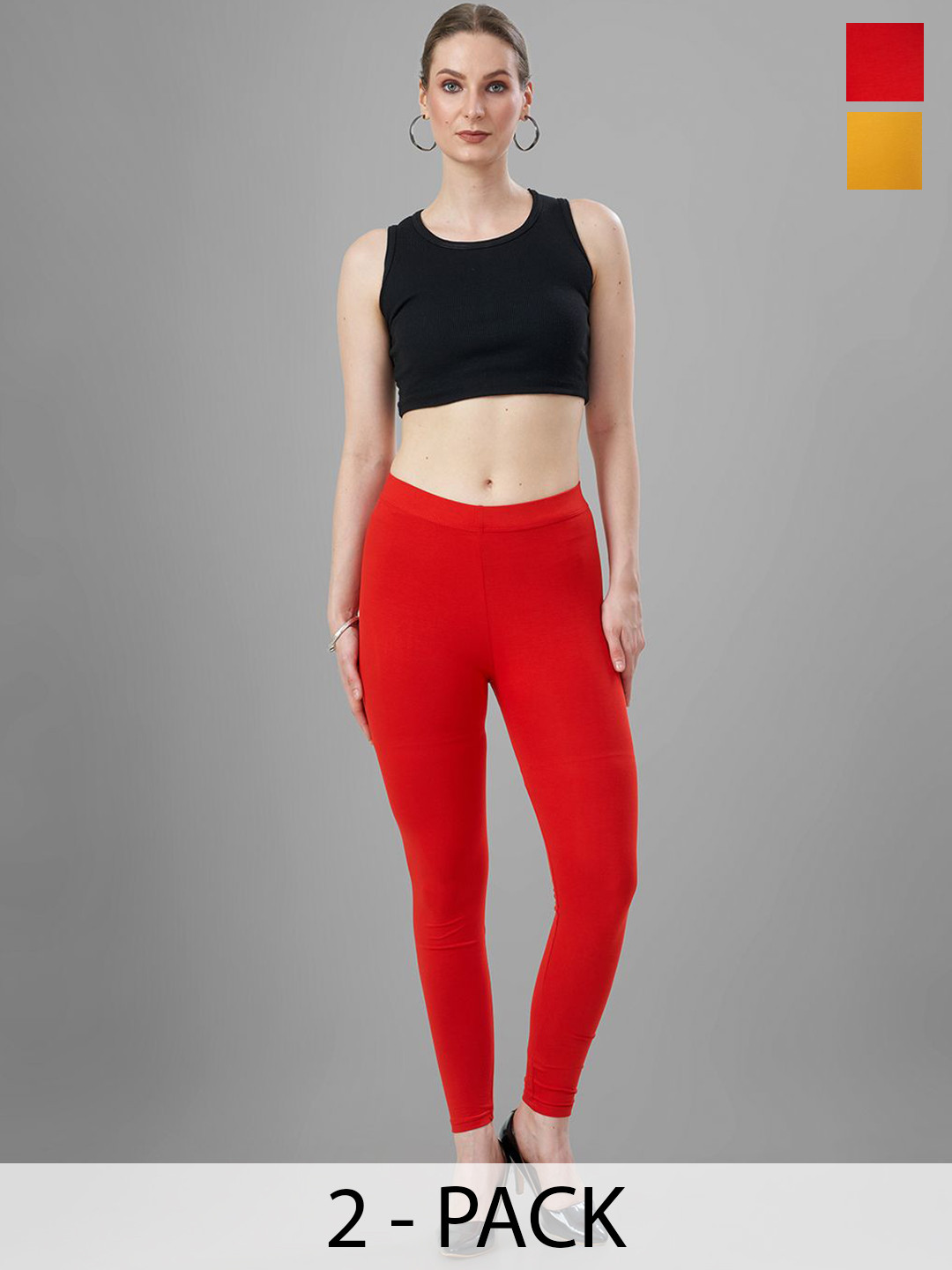 T19 Pack Of 2 Mid-Rise Ankle-Length Leggings