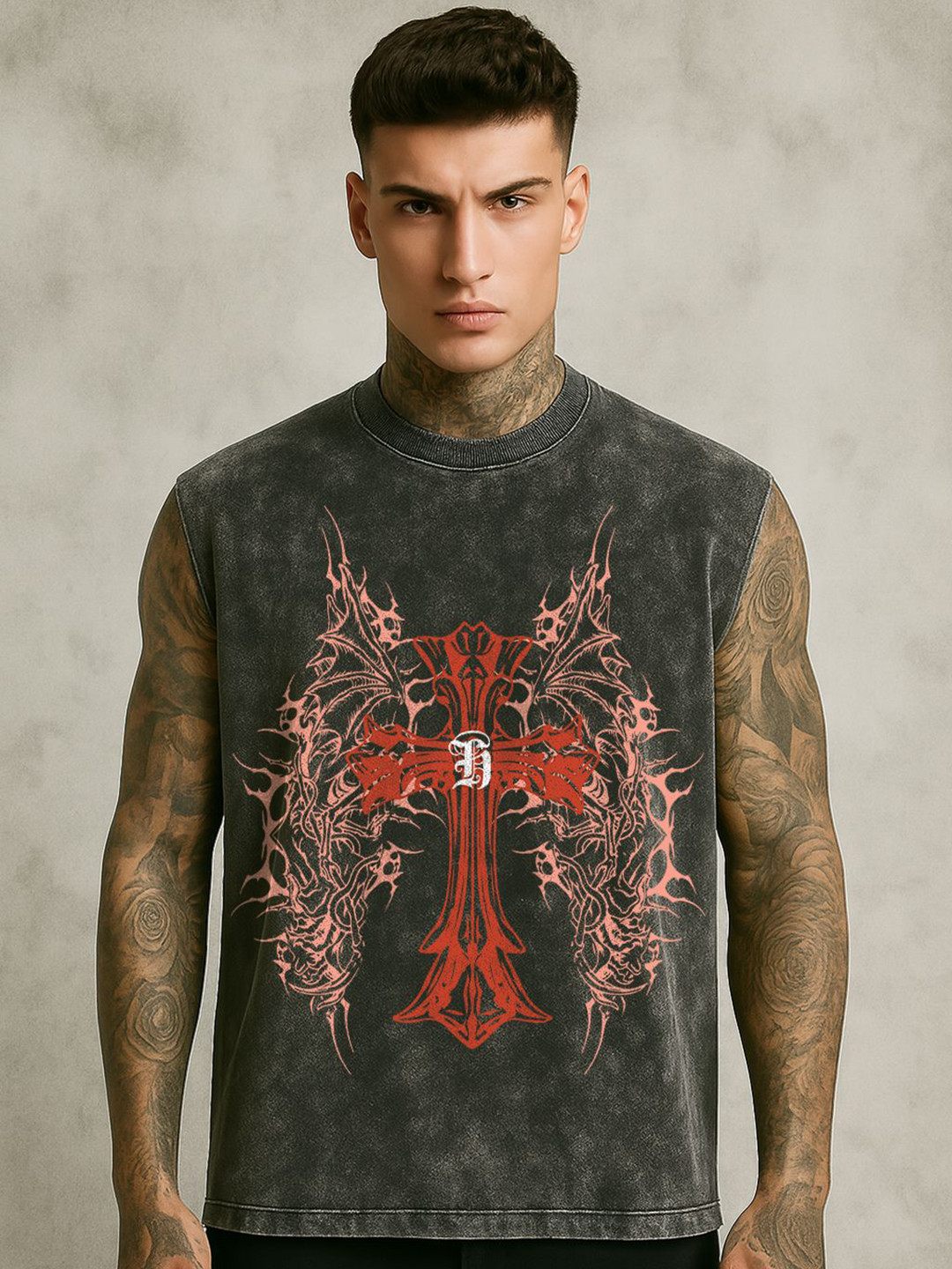 Hauntrex Unisex Resurrected in Rage Designed Oversized Tank T-shirt