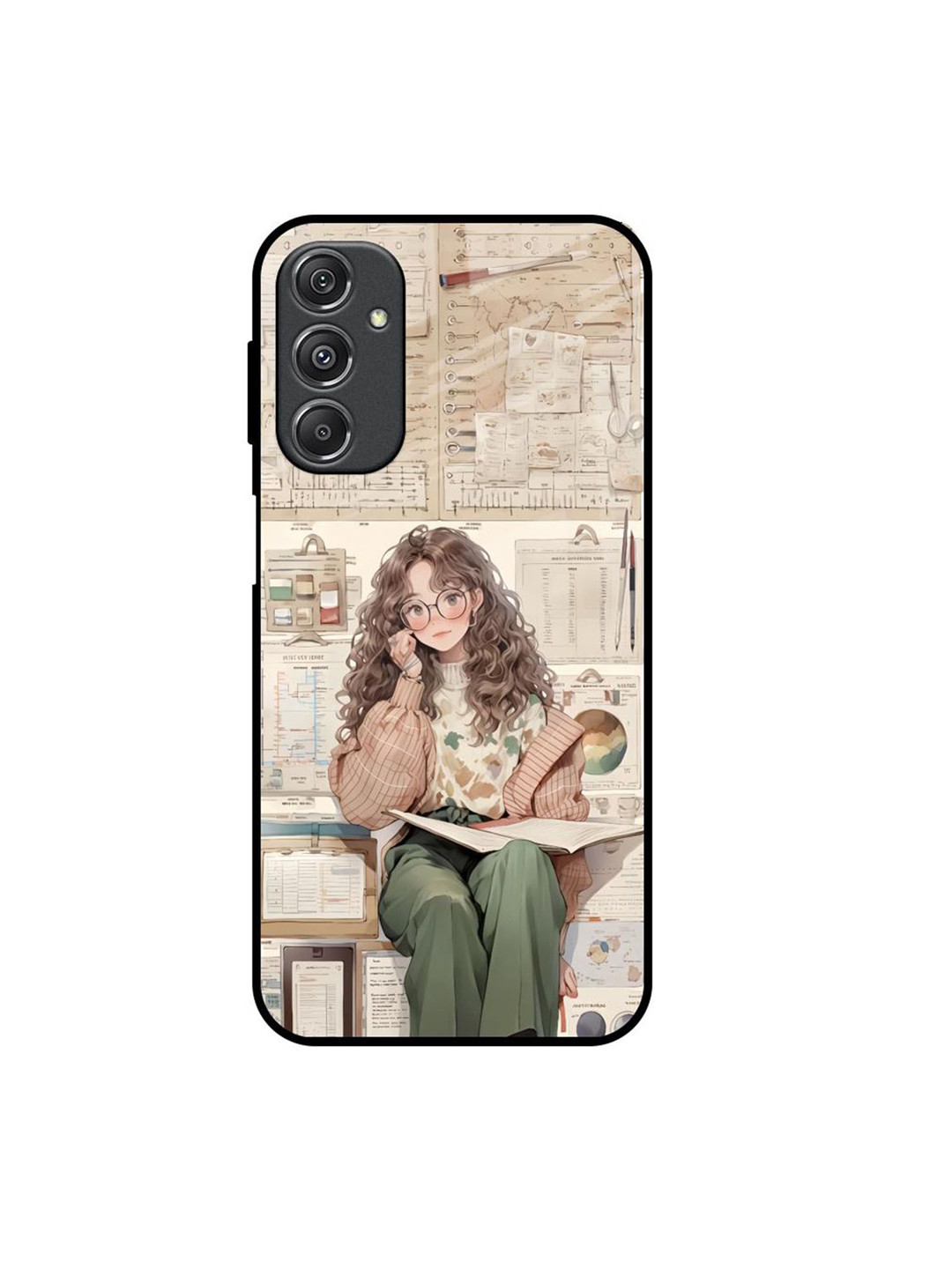 QRIOH DeskDreamer Printed Lightweight Silicone Samsung Galaxy M34 5G Glass Back Case