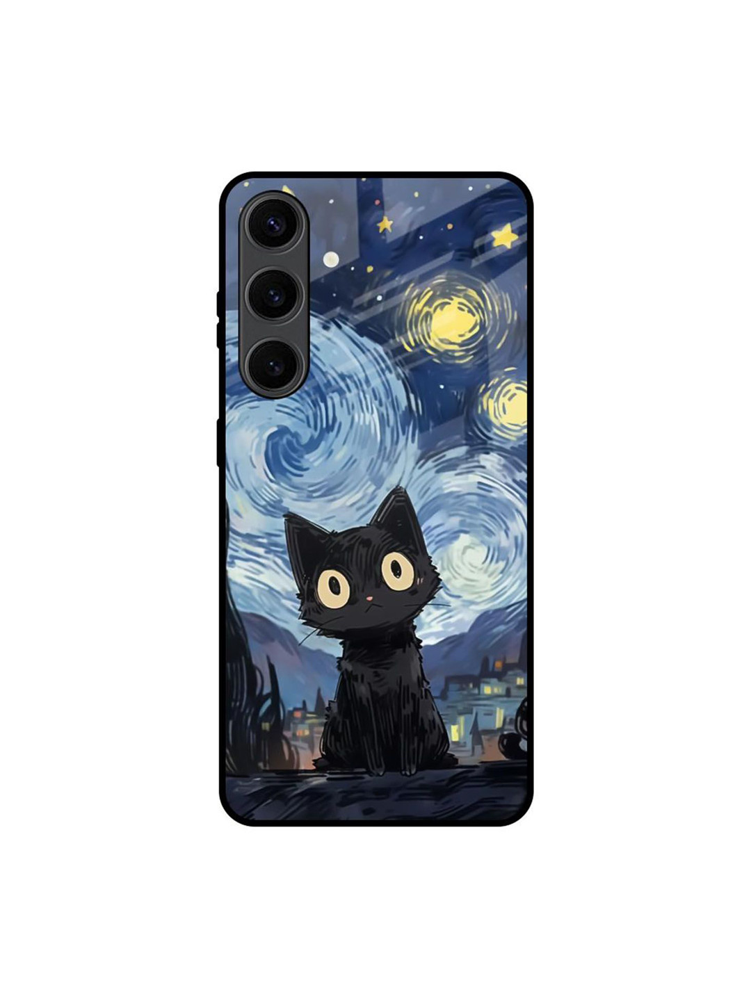QRIOH Midnight Whiskers Printed Samsung Galaxy S24 Plus Glass Back Case
