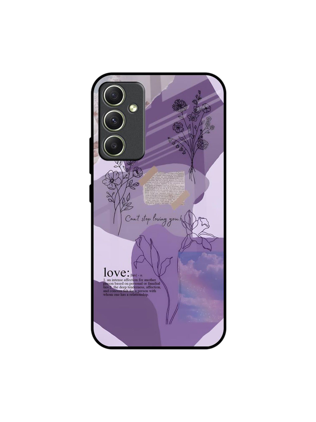 QRIOH Petal Poetry Printed Lightweight Silicone Samsung Galaxy A34 5G Glass Back Case