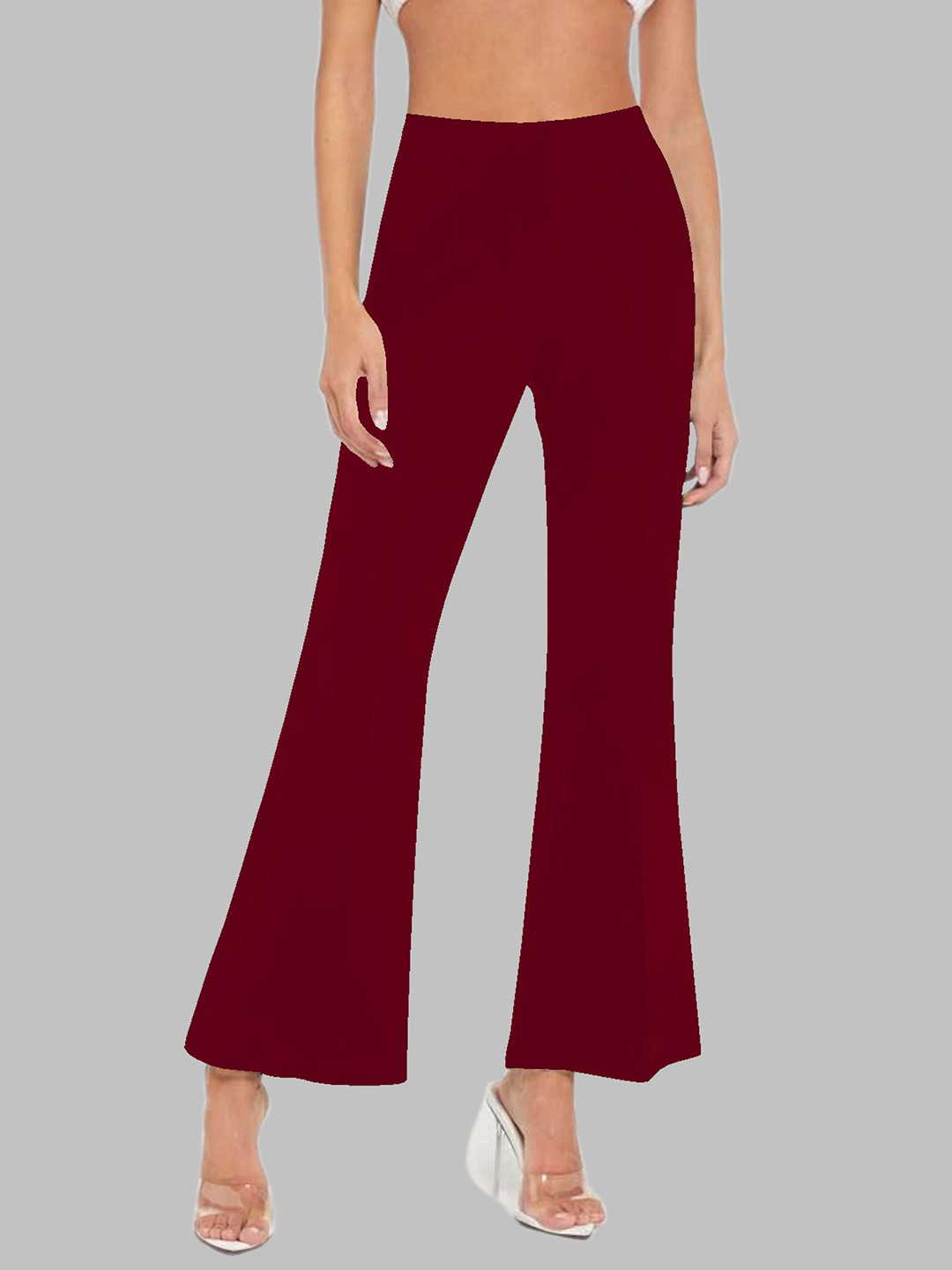 Dream Beauty Fashion Women Easy Wash High-Rise Flat-Front Bootcut Trouser