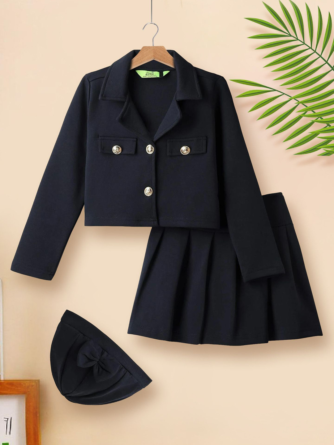Tiara Girls Lapel Collar Pure Cotton Coat with Skirt & Matching Cap