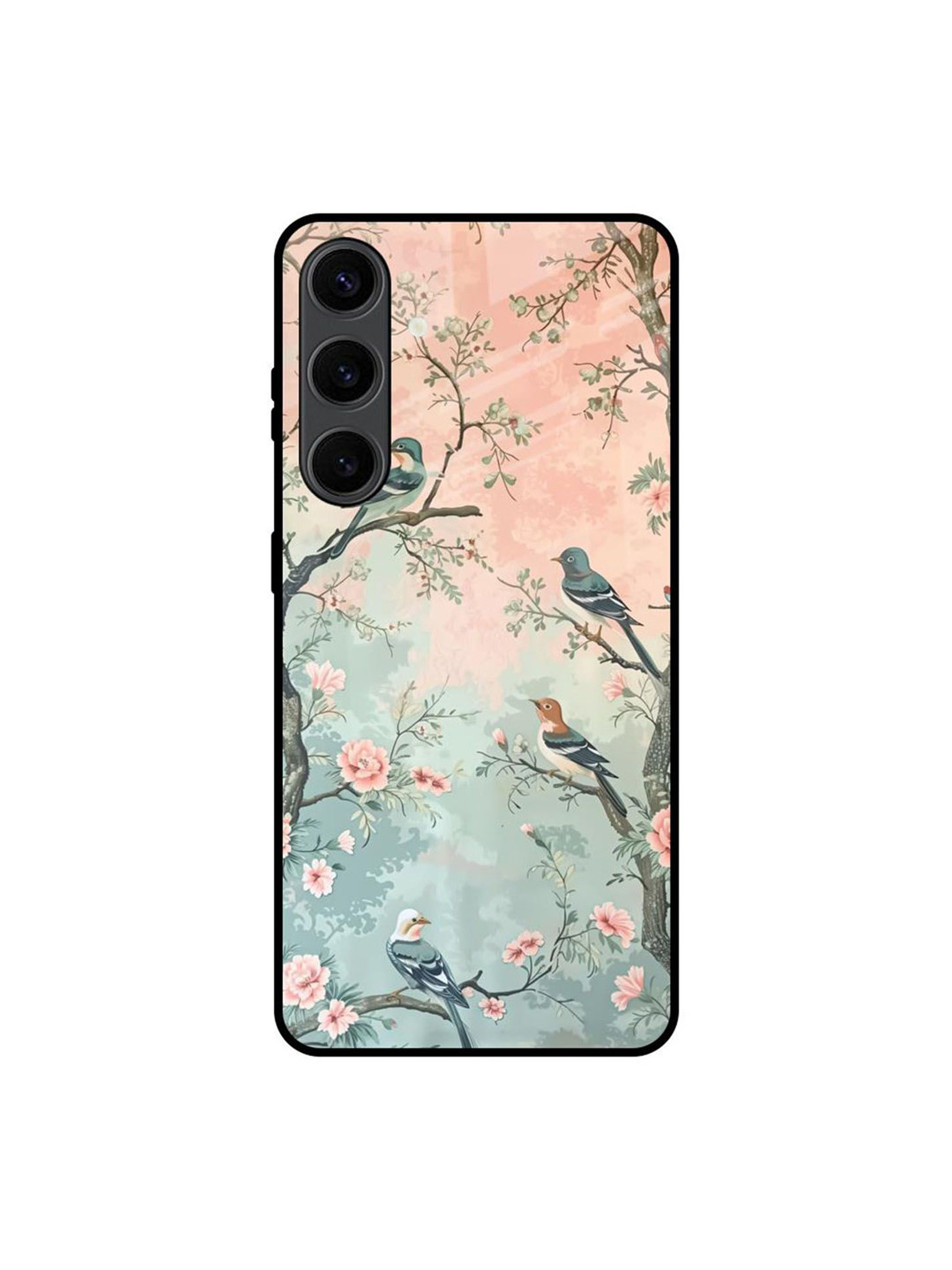 QRIOH Floral Printed Lightweight Silicone Samsung Galaxy S24 5G Plus Glass Back Case