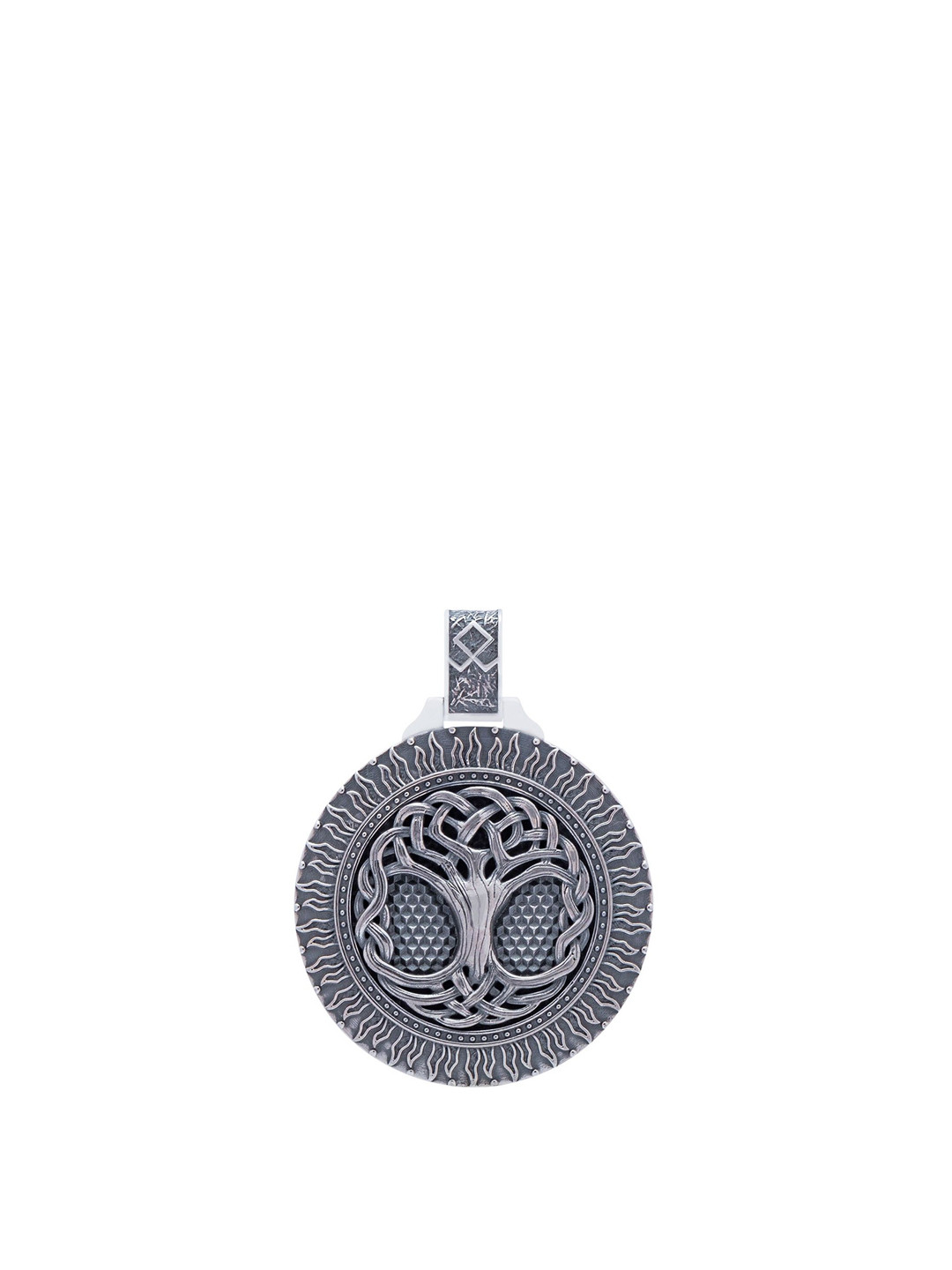 Exotic India Sterling Silver Yggdrasil (Tree of Life) Antique Finish Pendant