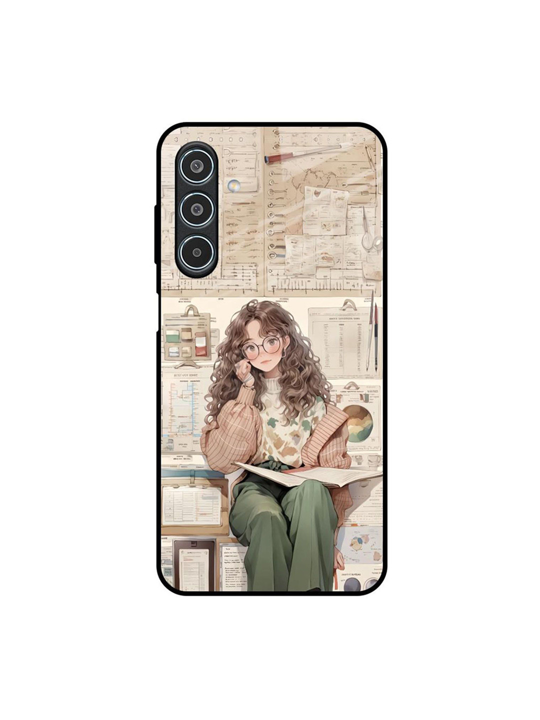 QRIOH Women DeskDreamer Printed Samsung Galaxy M35 5G Lightweight Silicone Glass Back Case