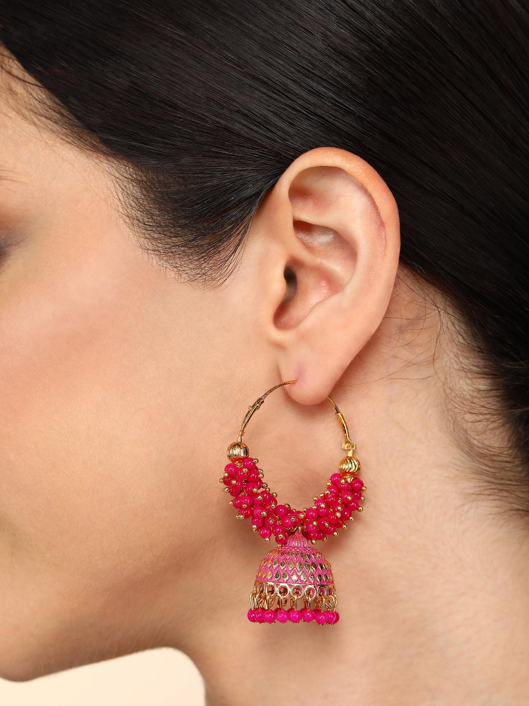 ANTICO Red Circular Jhumka