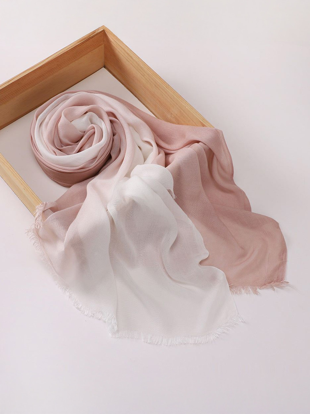QUECY Women Ombre Dyed Cotton Stole With Fringed Border
