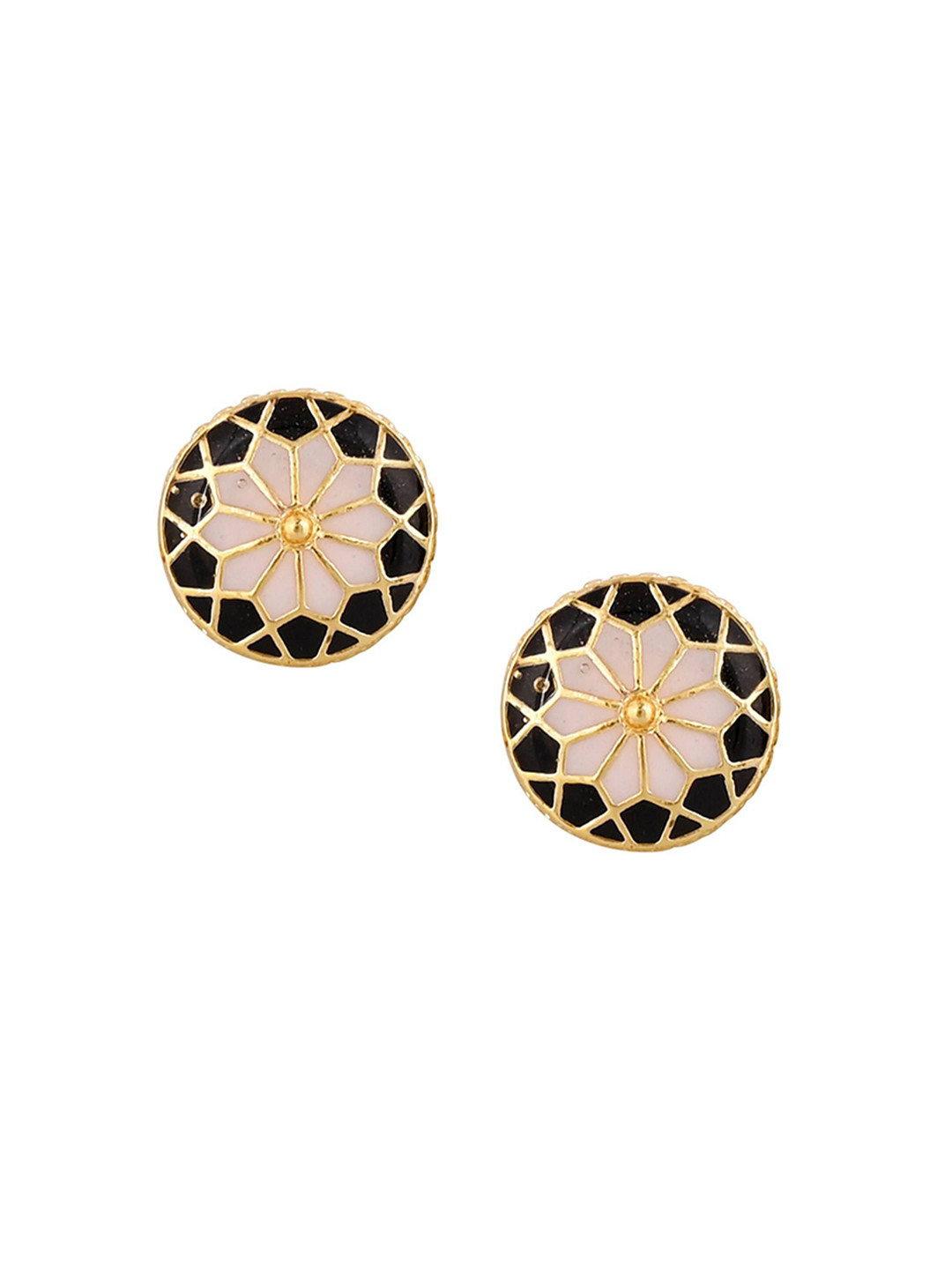 House of Pataudi Men Gold-Plated Round Textured Cufflinks