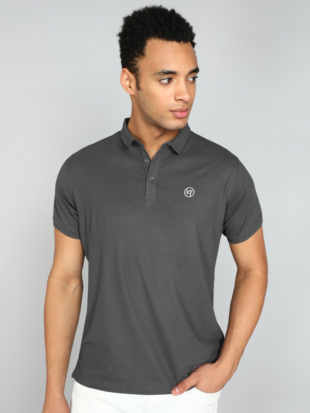 Kolor Fusion Men Solid Polo Collar T-shirt
