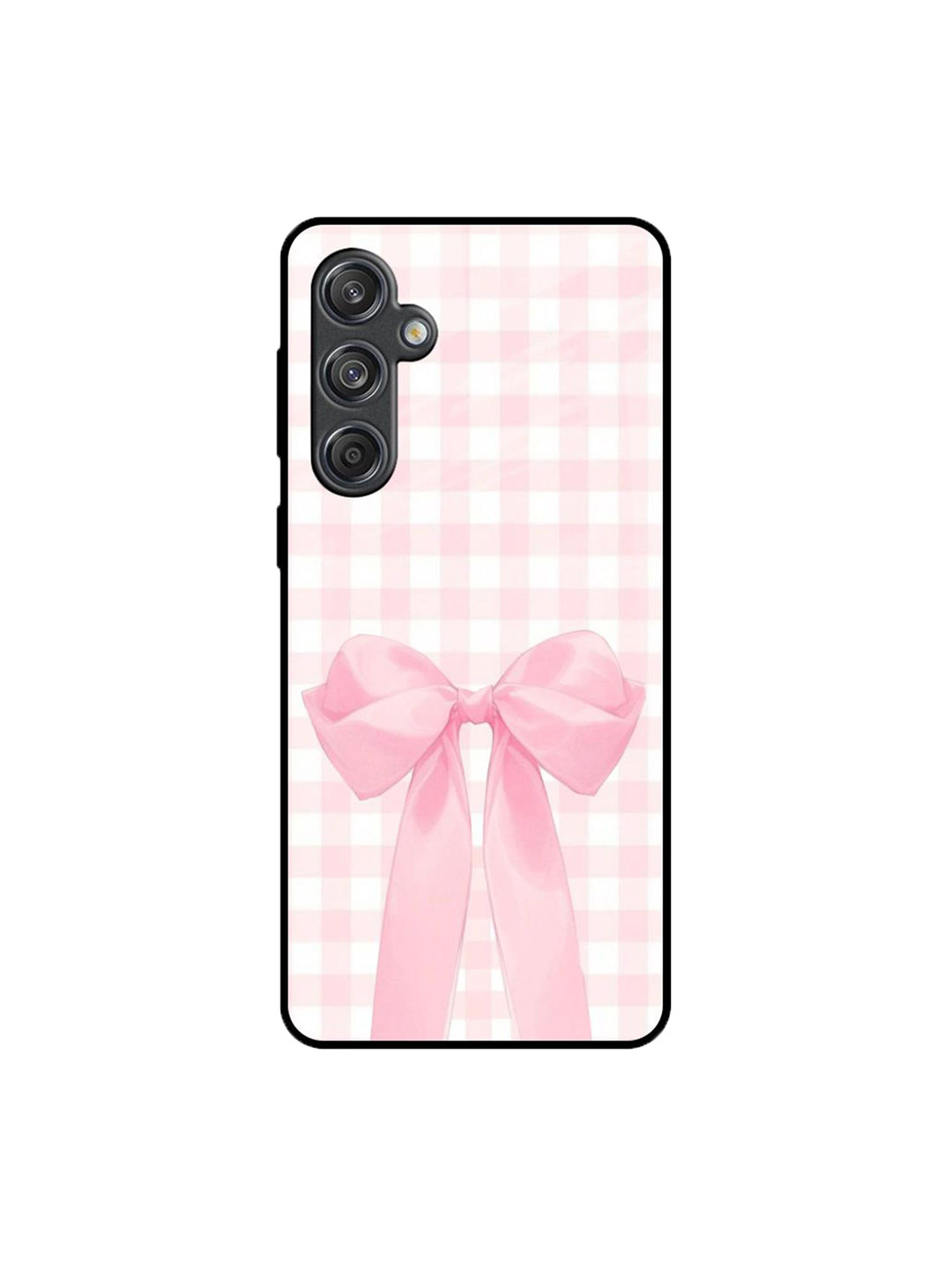 QRIOH Bowtique Charm Glass Printed Samsung Galaxy M55 5G Back Case Mobile Accessories