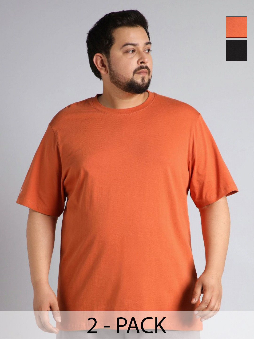 CULT Men Pack of 2 Essential Cotton Plus Size T-shirt