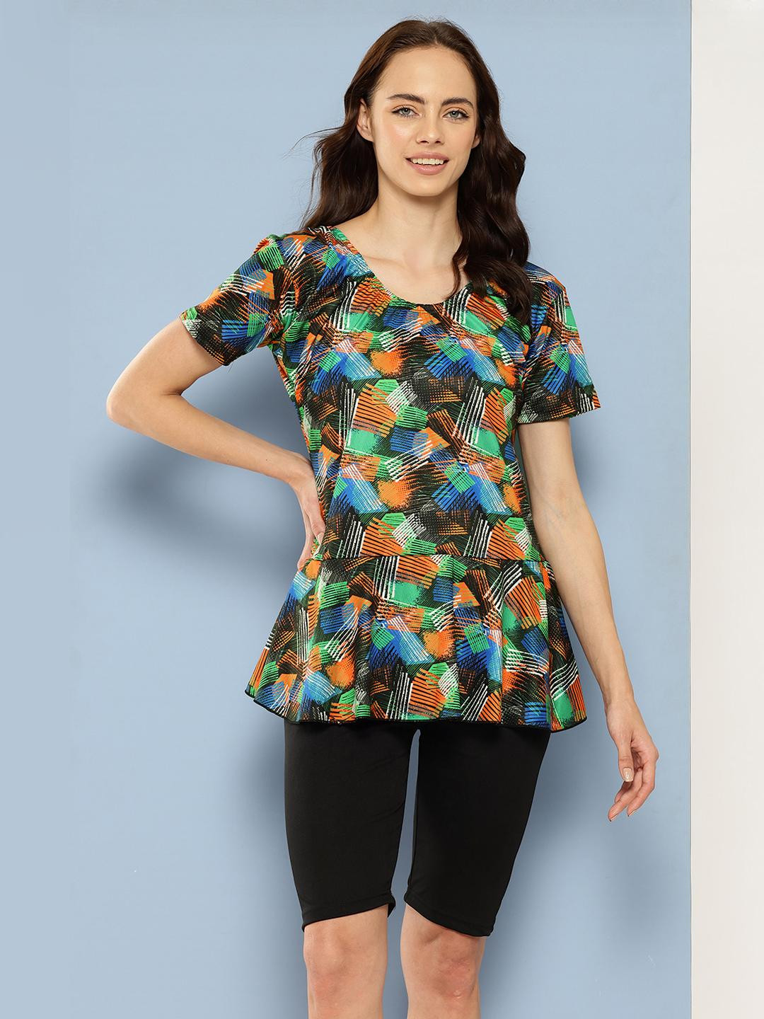 Muhuratam Women Orange Nylon Swimwear