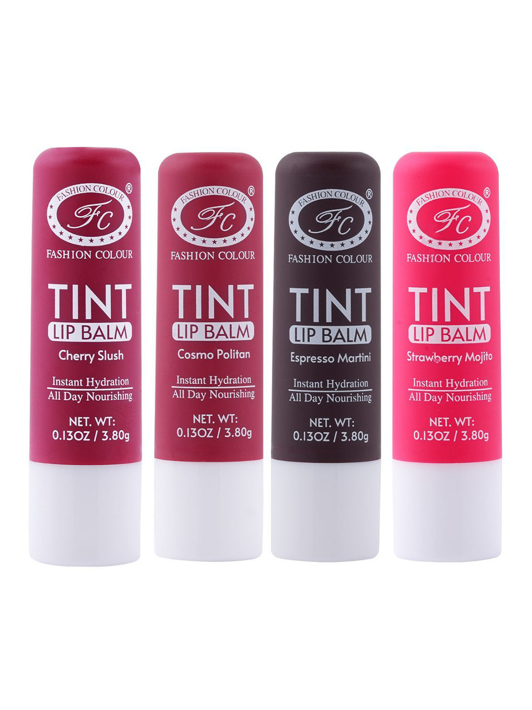 Fashion Colour Set Of 4 Tint Lip Balm With Shea Butter Jojoba & Avocado Oil - 3.8 g Each