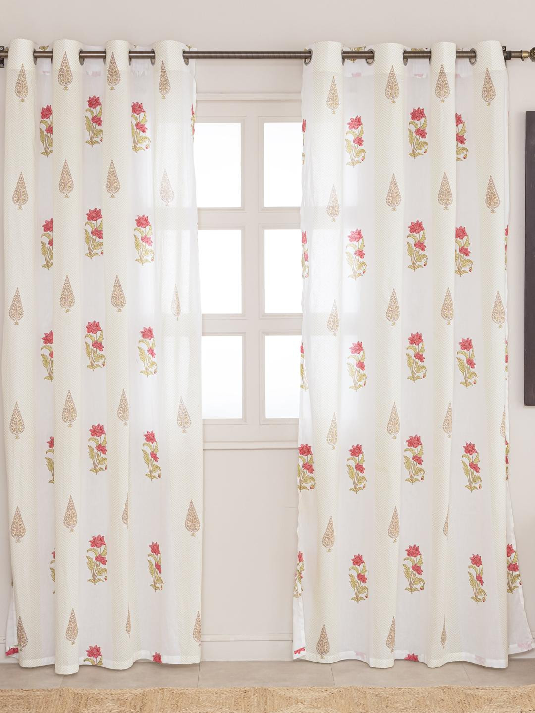 The Home Story Set of 2 Cotton Sheer Long Door Curtain