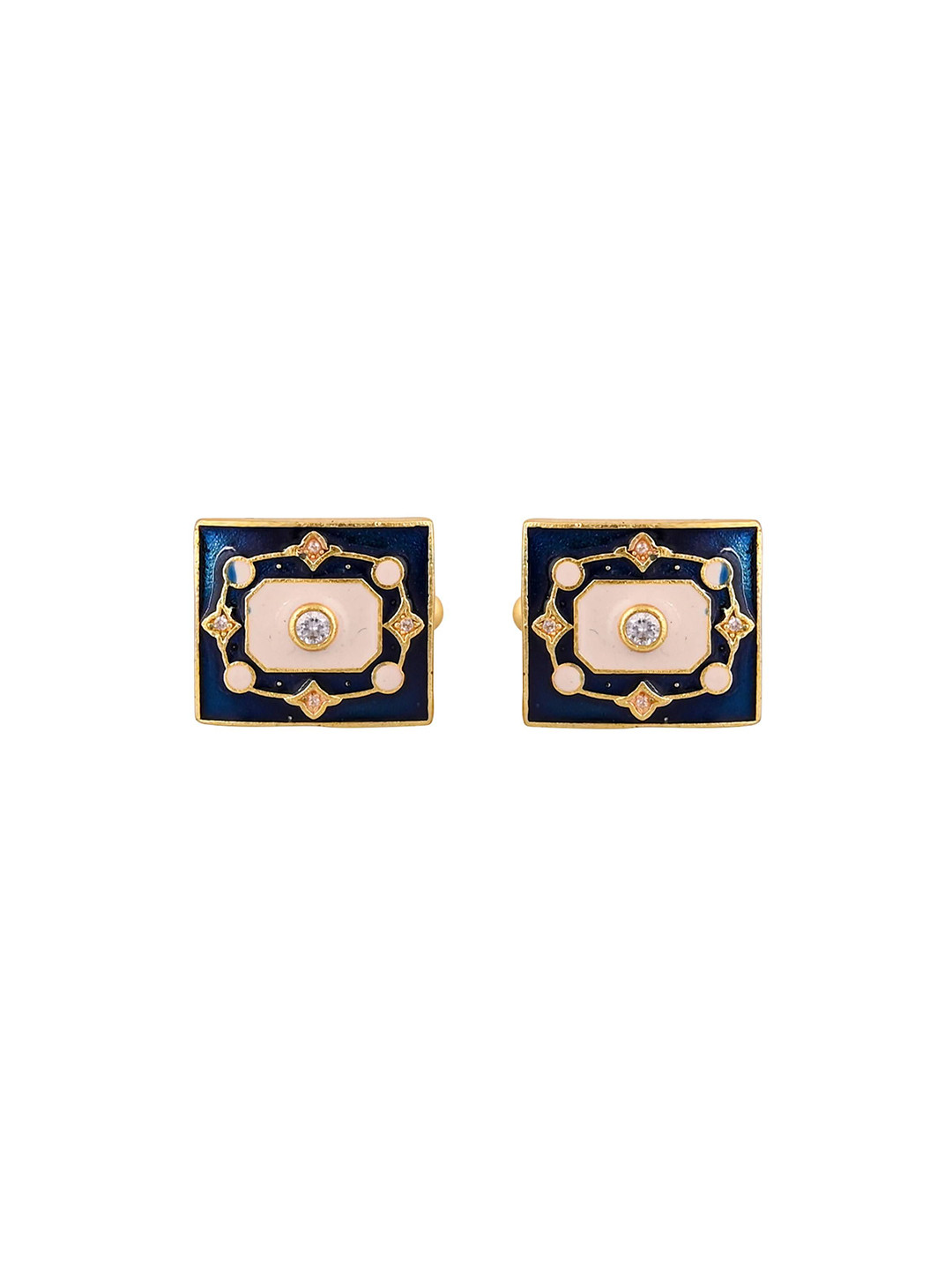 House of Pataudi Men Gold-Plated Stone-Studded Cufflinks