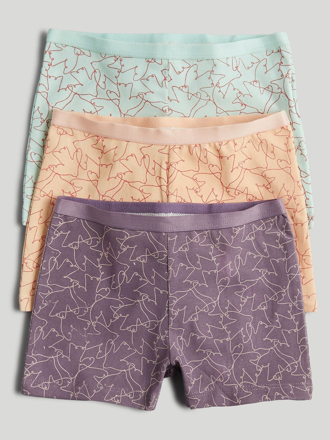 mothercare Girls Pack Of 3 Printed Boxer-Style Briefs AV90301