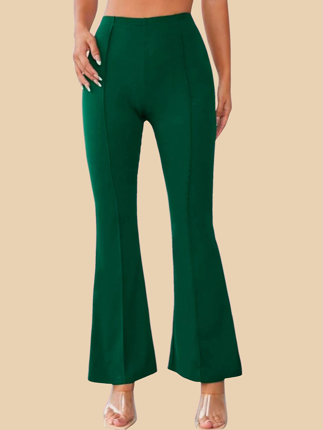 Dream Beauty Fashion Women Bootcut Fit Easy Wash Pleated Trousers