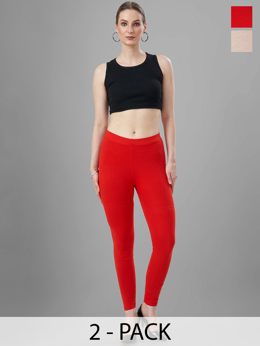 T19 Pack Of 2 Mid-Rise Ankle-Length Leggings