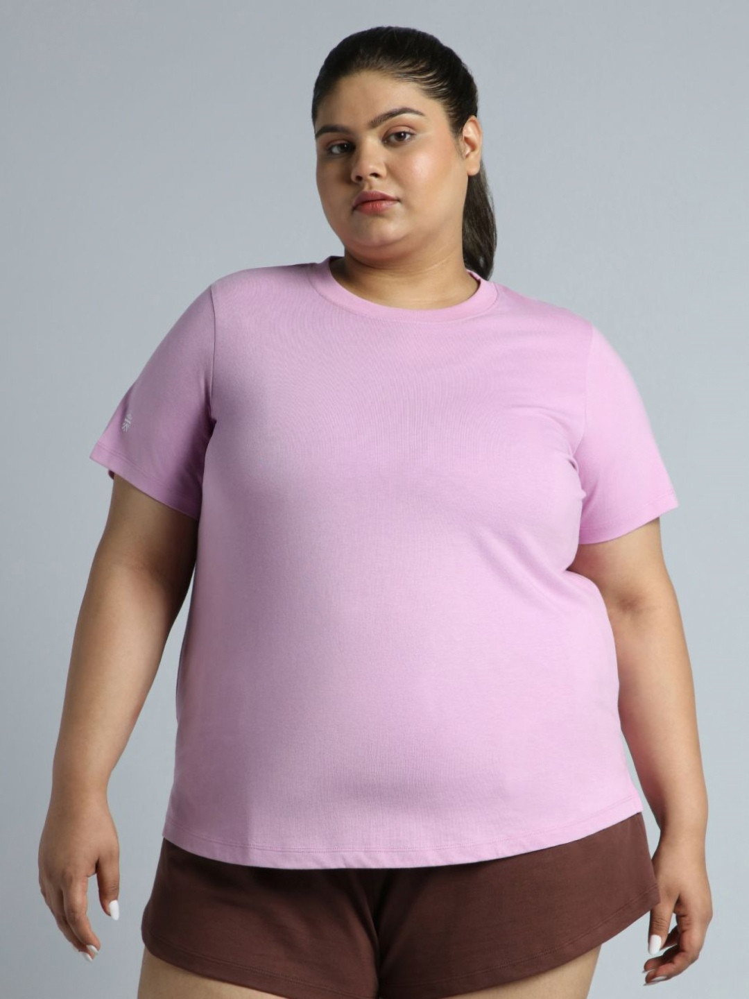 CULT Women Pink Cotton Plus Size Play Day Regular Fit T-shirt
