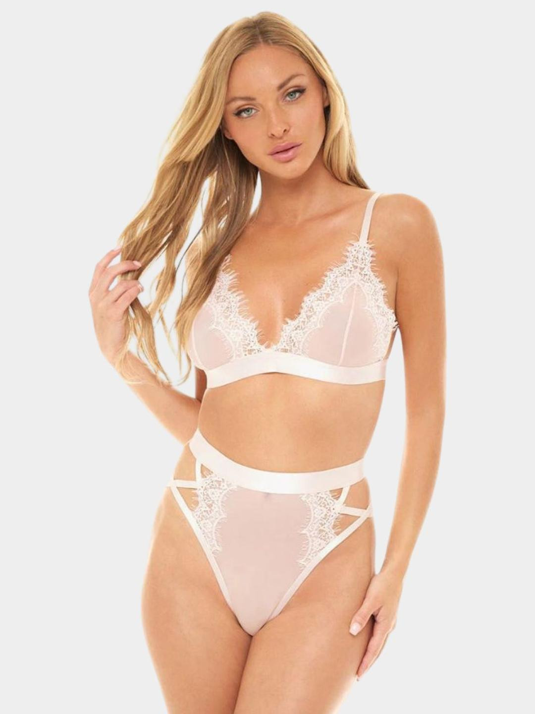 Ribald The Neech Lace High-Waist Strappy Lingerie Set