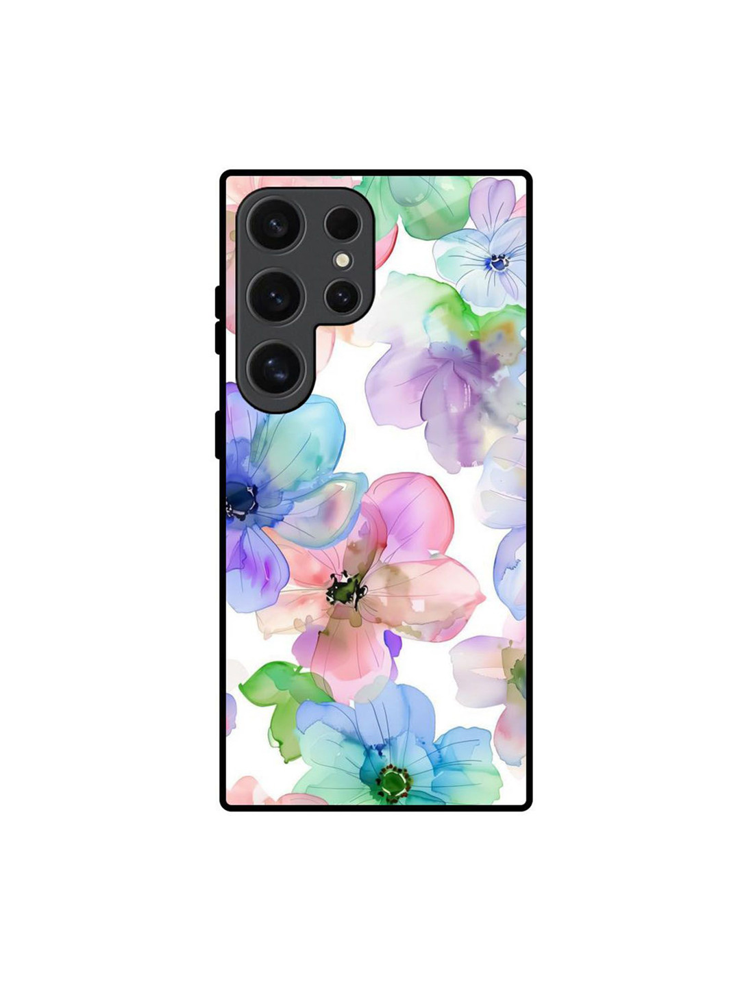 QRIOH Wildflower Haze Floral Printed Samsung Galaxy S24 Ultra 5G Glass Back Case