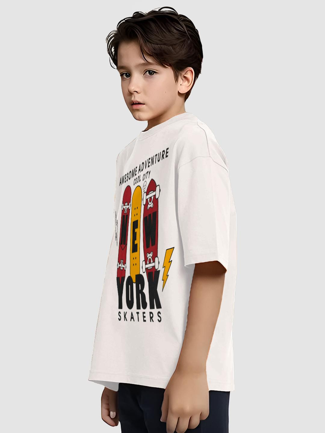 NATRIS Boys White Polo Collar Tshirts