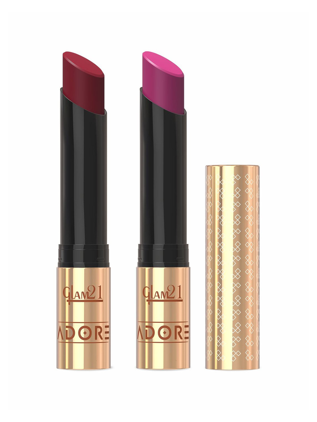 GLAM21 Set Of 2 Adore Smudge Proof Lipsticks - Wine Time 03 & Pink Affair 13