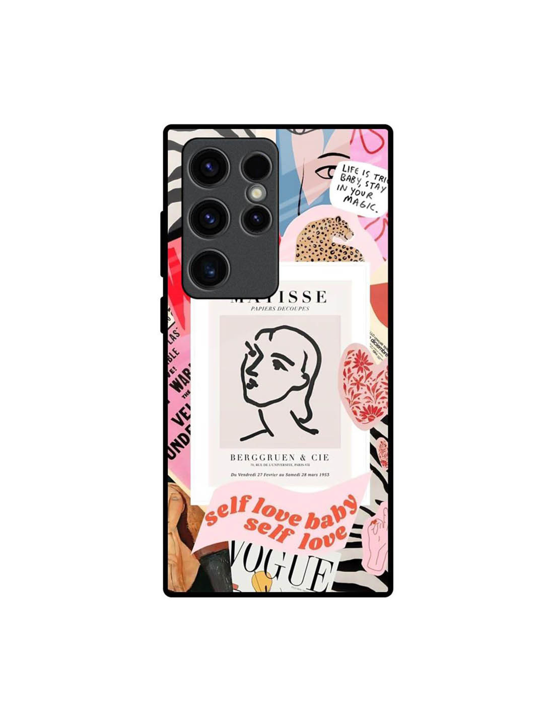 QRIOH Self Love Printed Lightweight Silicone Samsung Galaxy S23 Ultra 5G Glass Back Case