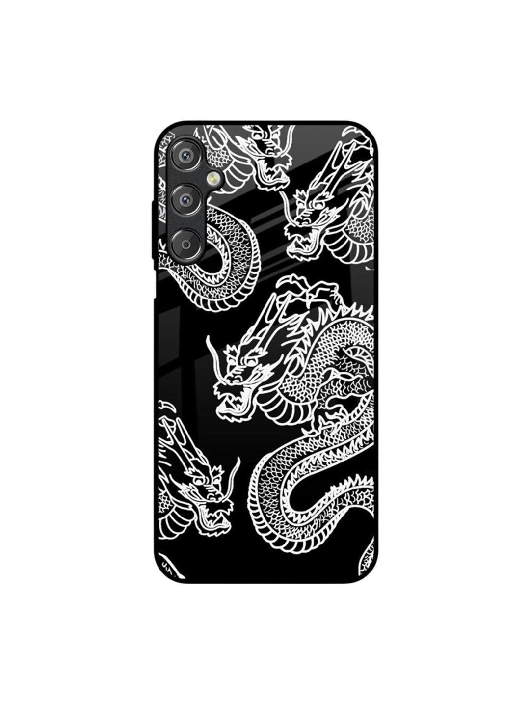 QRIOH Dragon Printed Sleek & Lightweight Silicone Samsung Galaxy F15 5G Glass Back Case