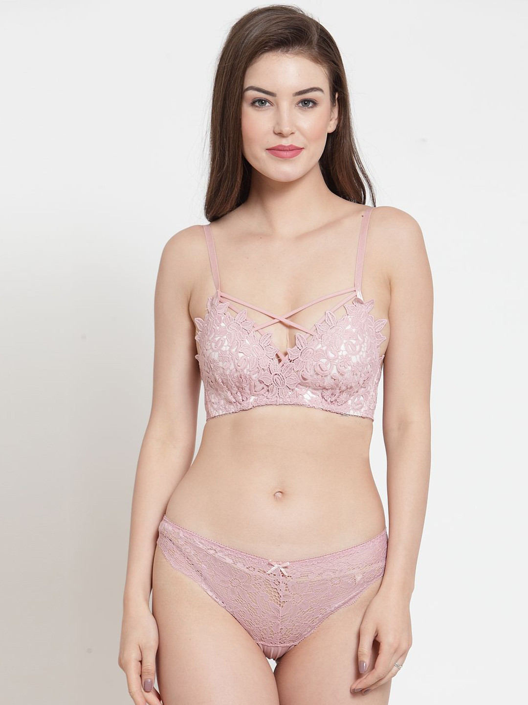 PRIZO Self-Design Lightly Padded Lingerie Set PZ-LS-003-PINK