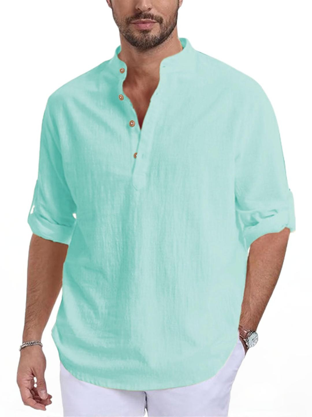 Edin Men Lime Green Cotton Kurtas