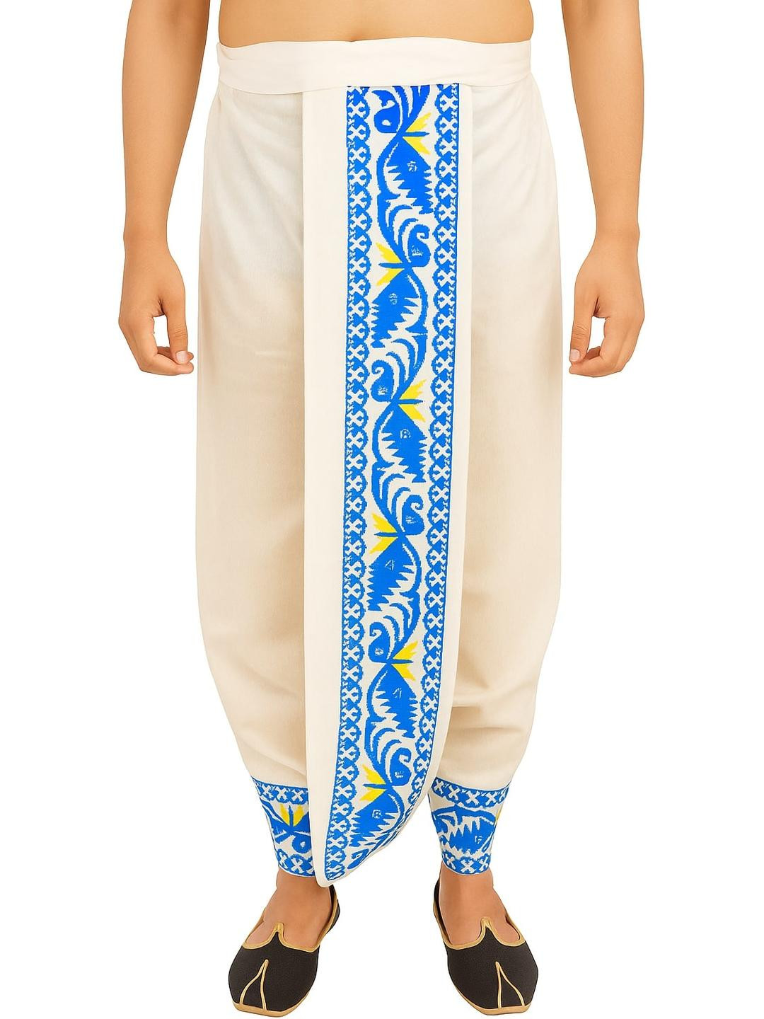 AMIT ONLINE Men Jamdani Border Ready To Wear Self Design Dhoti