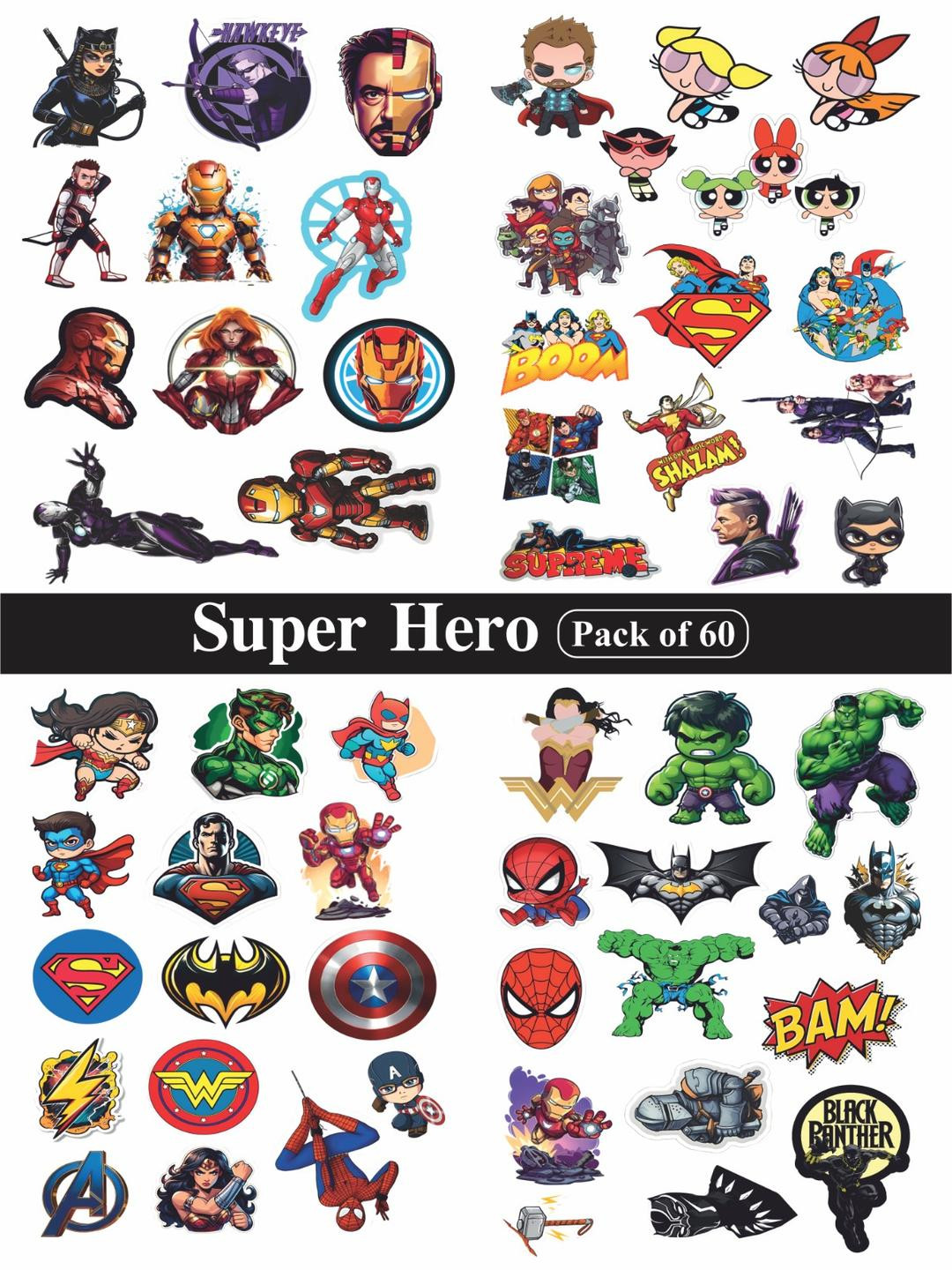 PRINTING DADDY Superhero Vinyl Waterproof Stickers