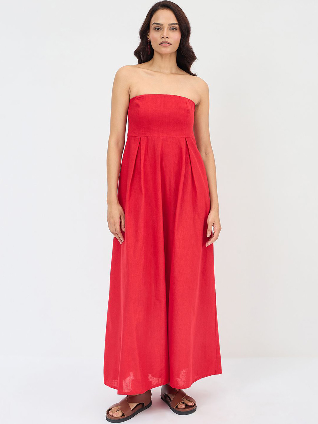 FEMMELLA Women Strapless Cotton Bandeau Maxi Dress