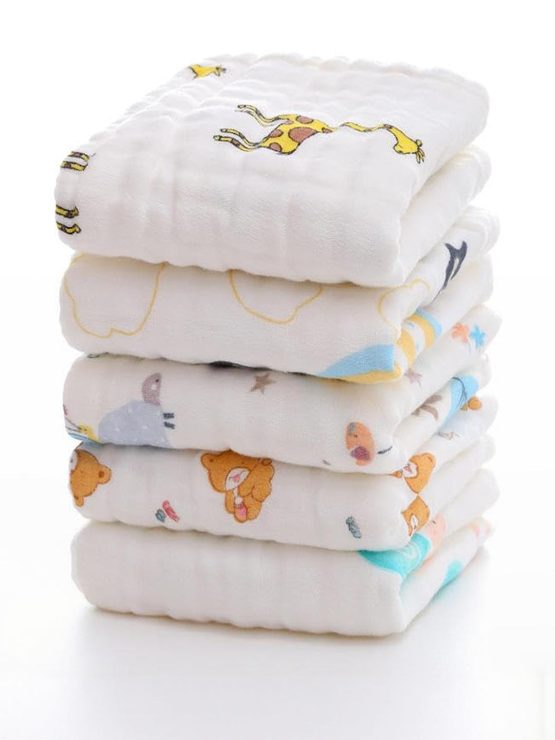 Teri Beri 5 Pieces Muslin Cotton Face Towel