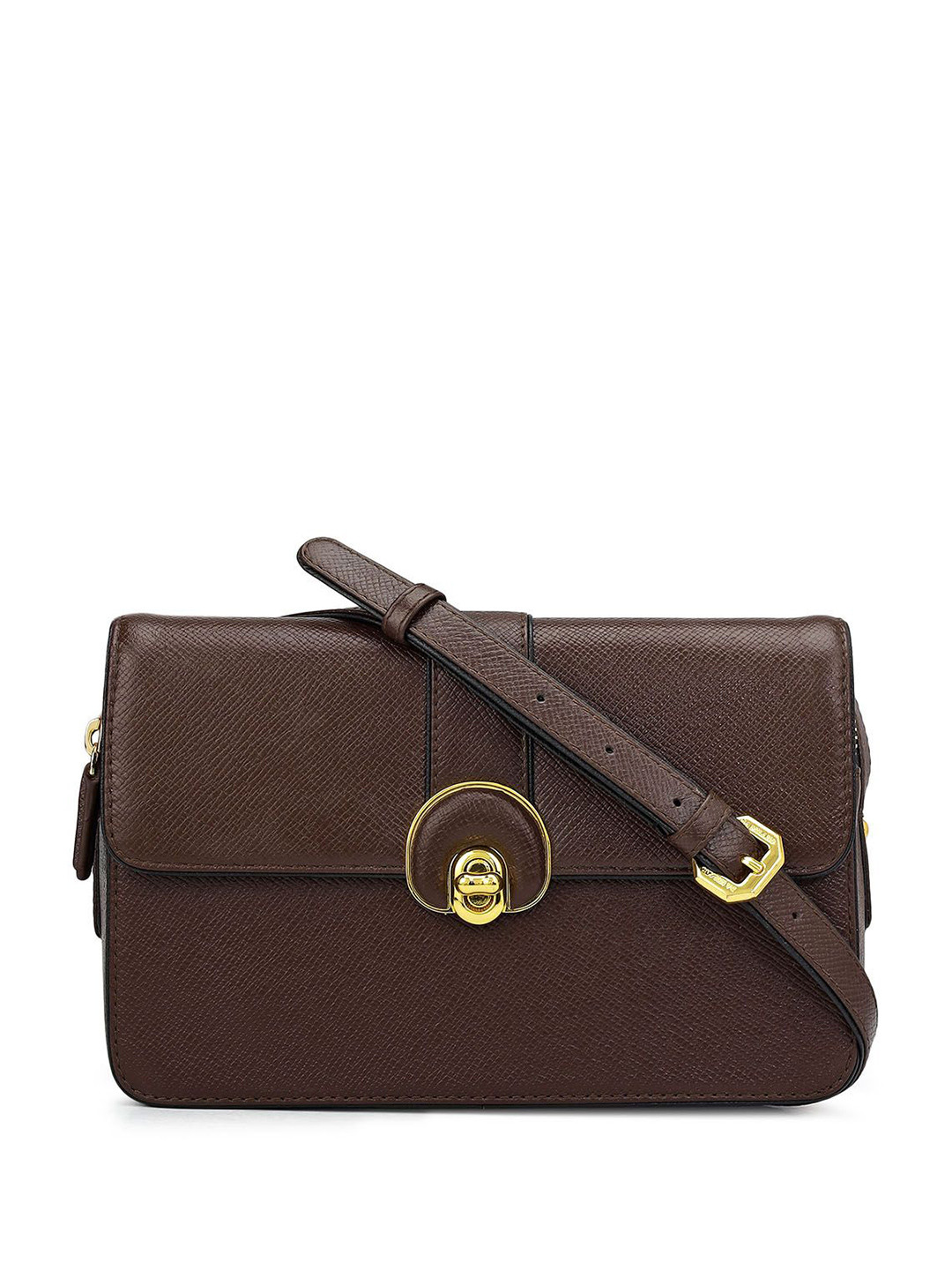 Da Milano LSB-00176 Women Textured Crossbody Buckle Detail Leather Sling Bag